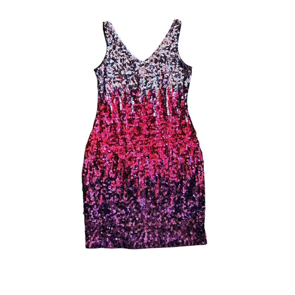 Pretty Guide Women's Purple & Pink Sequin Dress - Picture 4 of 8